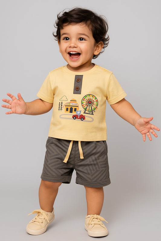 Cartoon & Graphic Print T-Shirt & Shorts Sets