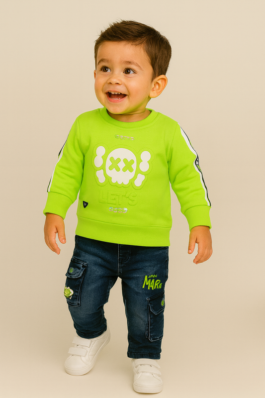 Boys Neon Green  with Denim Pants