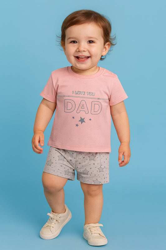 “I Love You Mom & Dad” T-Shirt & Shorts Combo Set