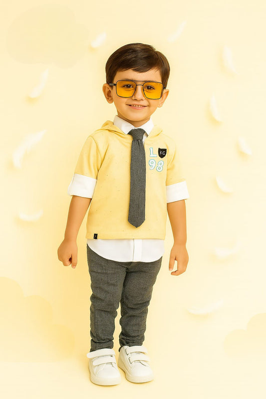 Stylish Yellow Hoodie Shirt & Pant Set