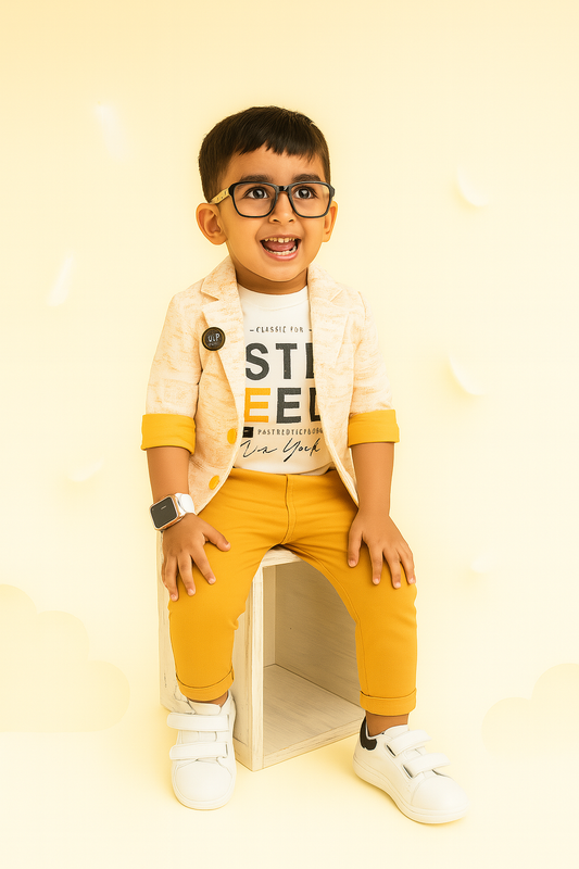 Stylish Mustard Blazer & Pant Set for Boys