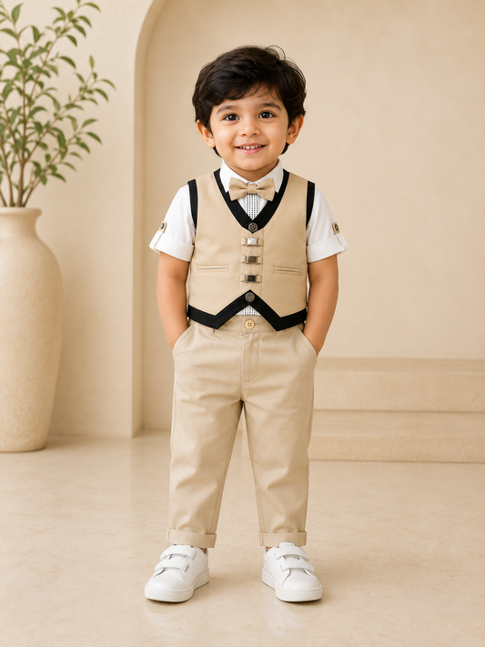 Boys Formal Vest with Bow Tie & Trouser Set