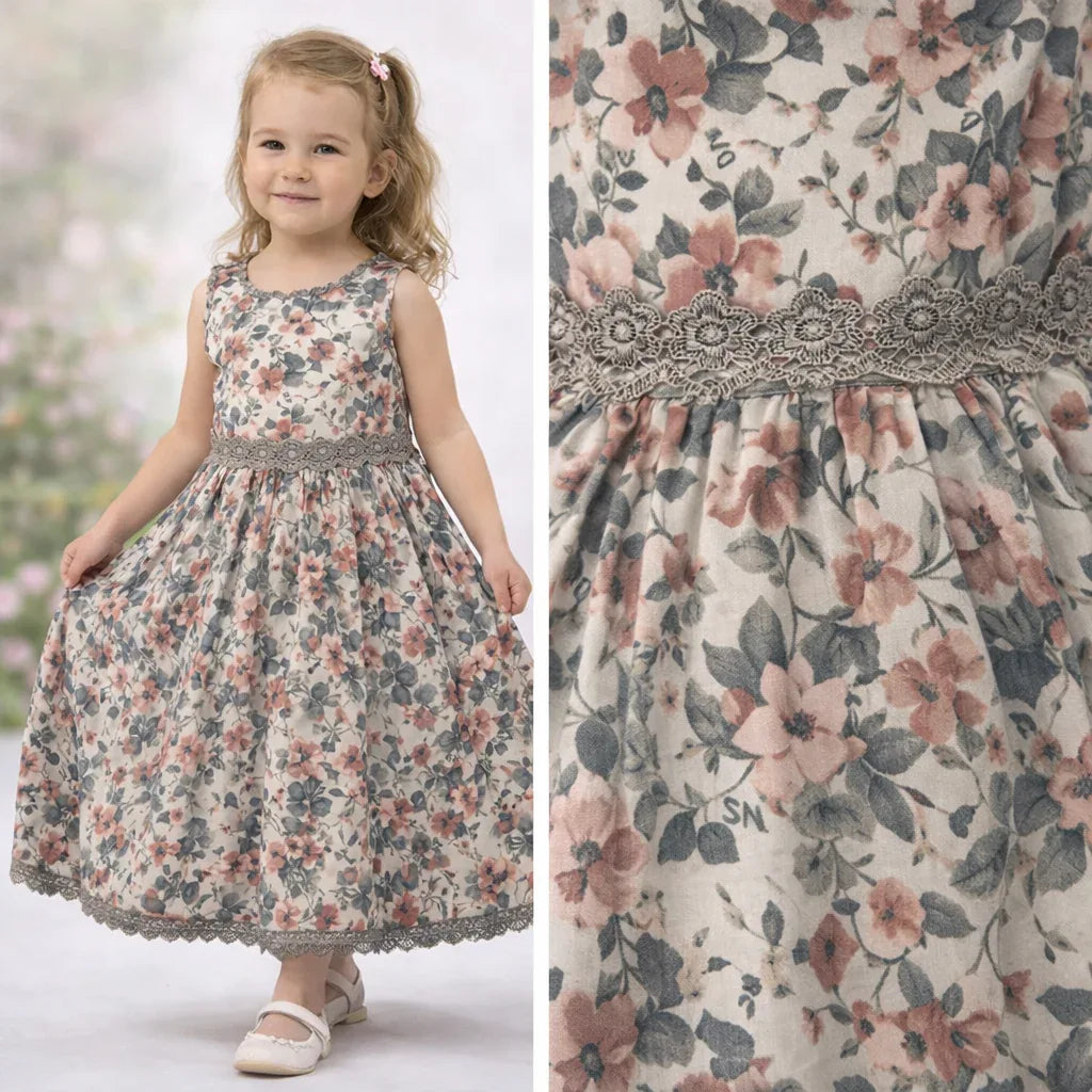 Girls Floral Cotton Ankle-Length Frock (1.5–10 Years)