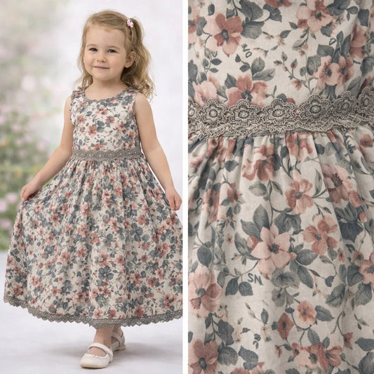 Girls Floral Cotton Ankle-Length Frock (1.5–10 Years)