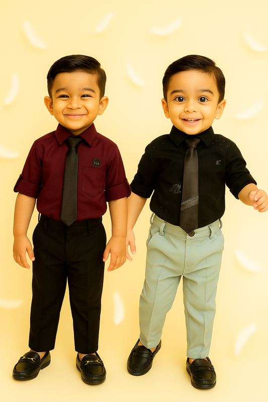Trendy Formal Shirt & Pant Set for Boys – 2 Color Options