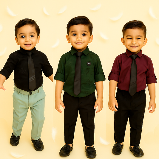 Trendy Formal Shirt & Pant Set for Boys – 3 Colour Options
