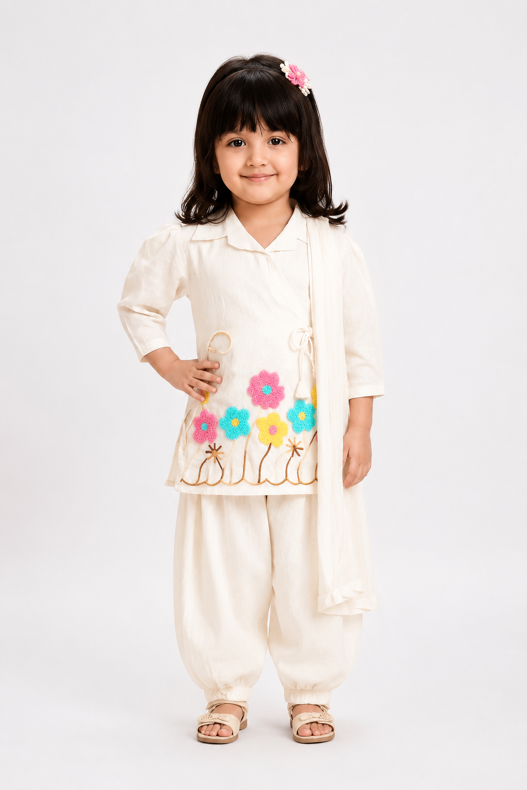 Floral Embroidered Angrakha Coord Set