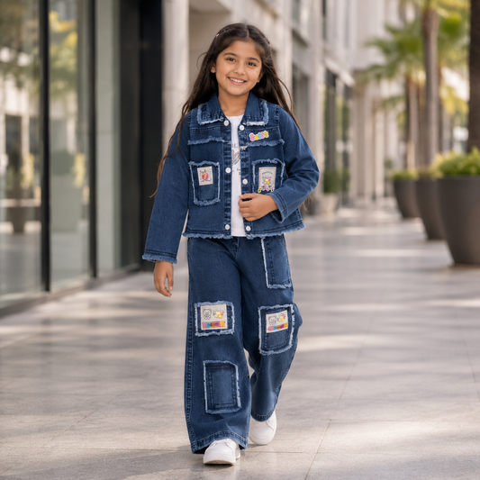 Blue Patch Denim Co-ord Set
