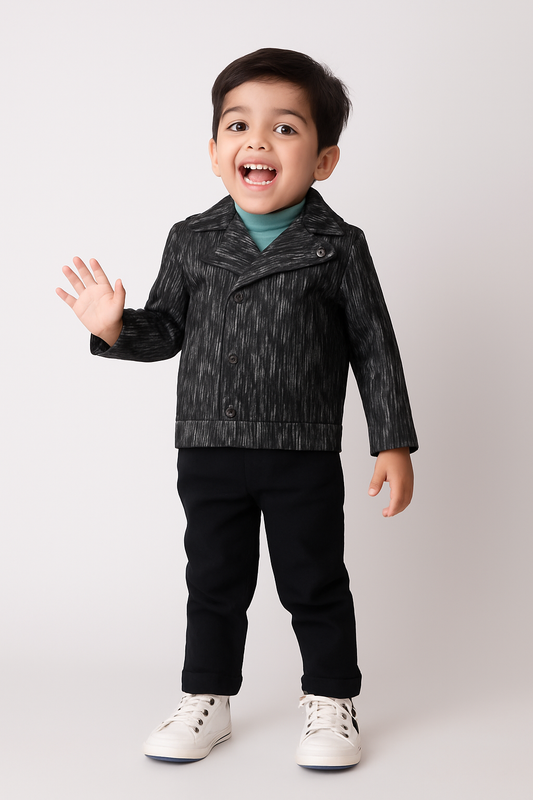 MintKids Classic Black Jacket & Trouser Set (1–6 Years)