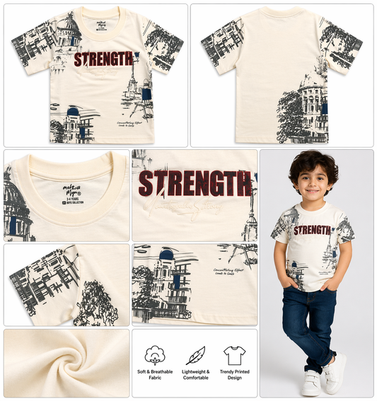 Boys Off White Graphic Print T-Shirt