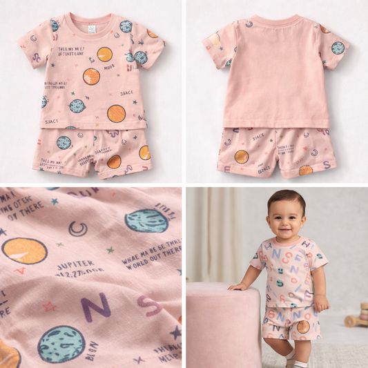 Boys Planet Print T-Shirt Shorts Set (1–4Y)