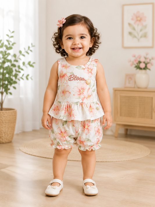Bloom Floral Peplum Top & Bloomer Shorts Set