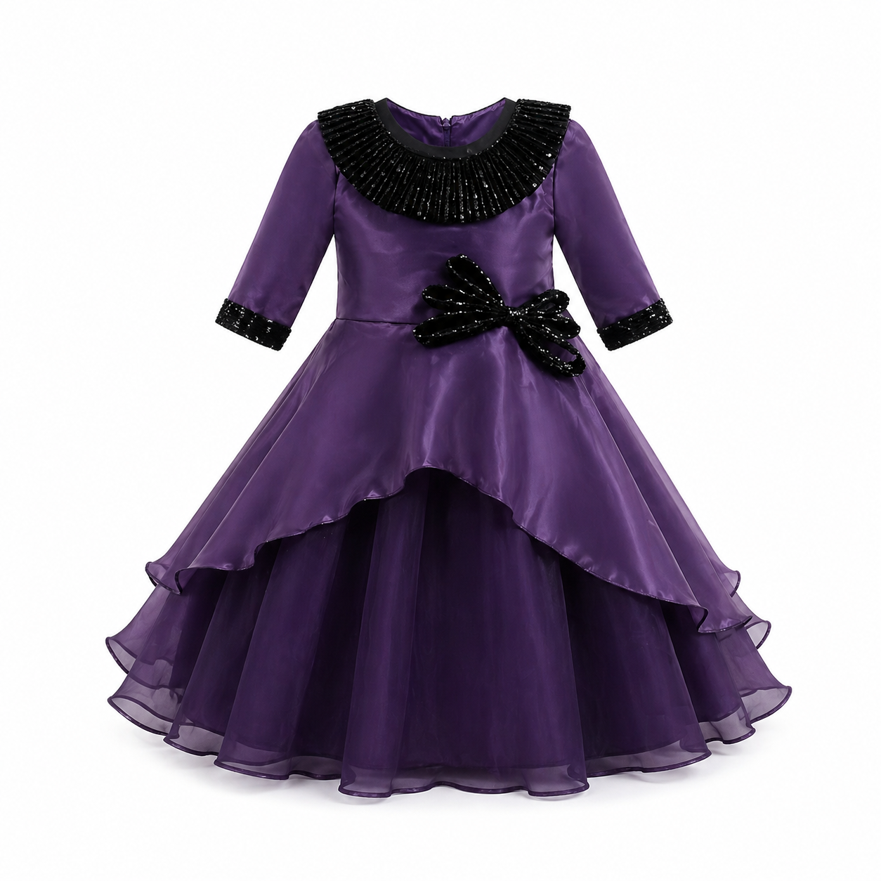 Purple Sequin Collar Girls Gown | Mint Kids