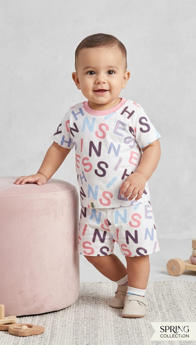 Baby Alphabet Print T-Shirt Shorts Set (6–18M)