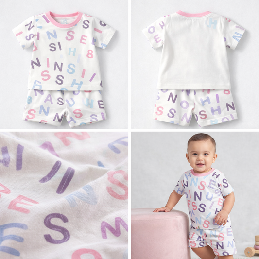 Baby Alphabet Print T-Shirt Shorts Set (6–18M)