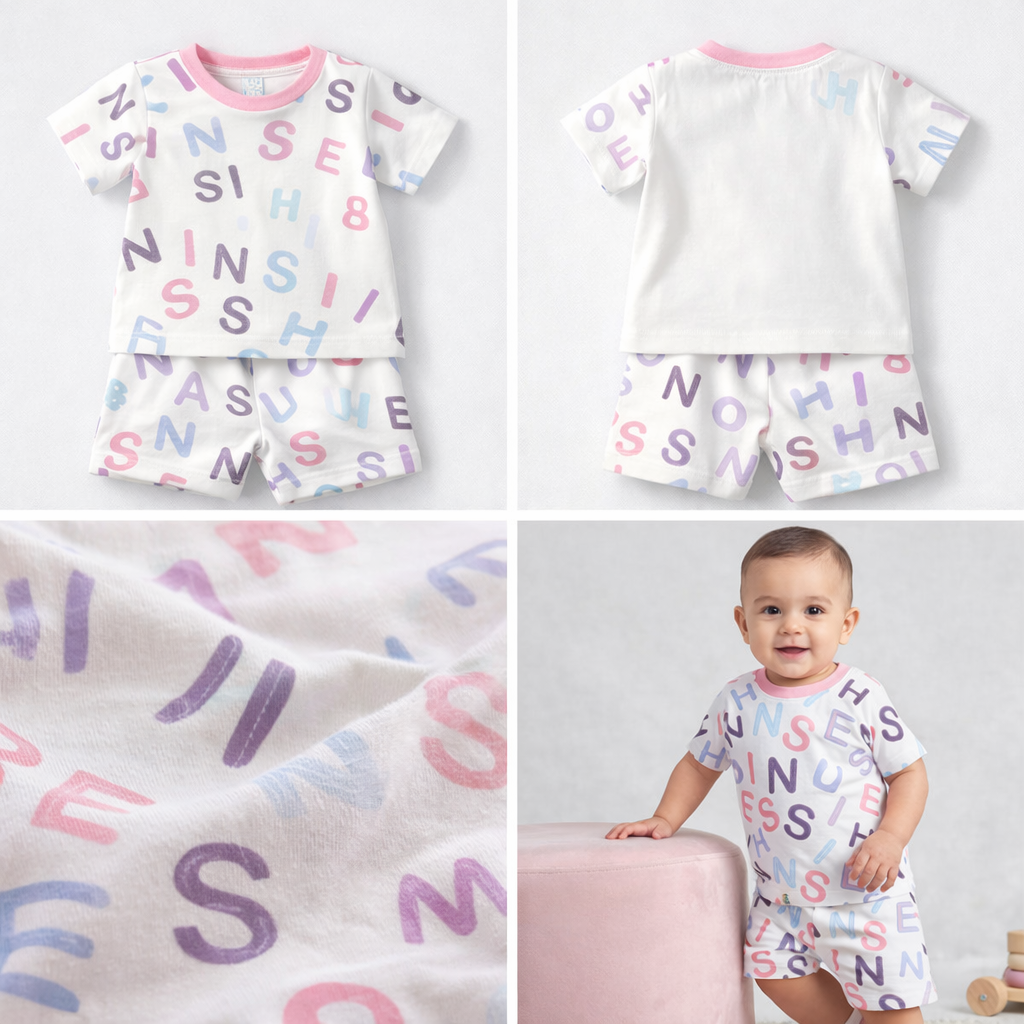 Baby Alphabet Print T-Shirt Shorts Set (6–18M)