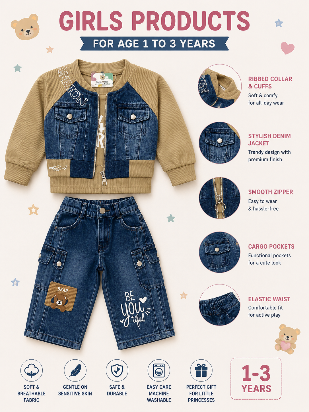 Be Youtiful Denim Jacket & Wide Leg Jeans Set