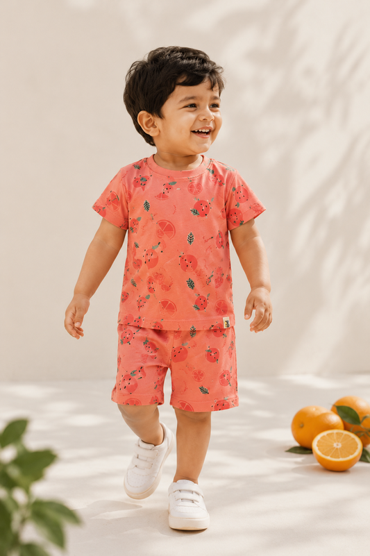 Citrus Print Coord Set — T-Shirt & Shorts | Boys 0–5Y