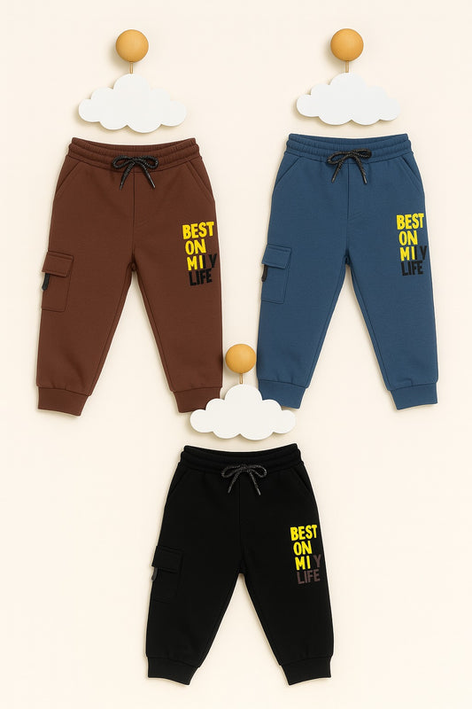 "Best Life Cargo Joggers for Boys – Soft Cotton – 3 Colours"