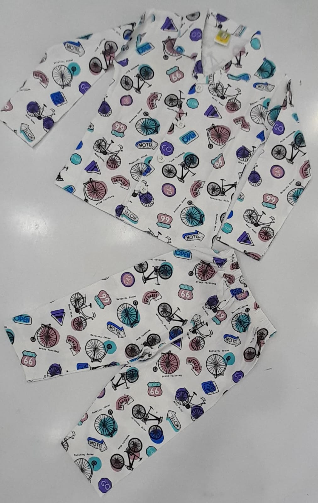 Bicycle Road Trip Print Night Suit