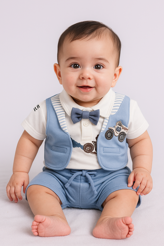 Gentleman Baby Set – Cotton Vest & Bow Tie Outfit