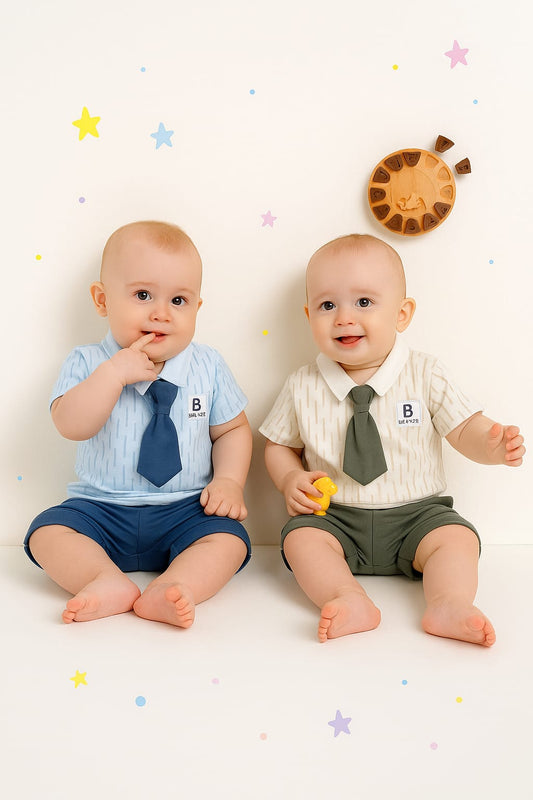 Stylish Baby Boy Polo Short Sets with Ties