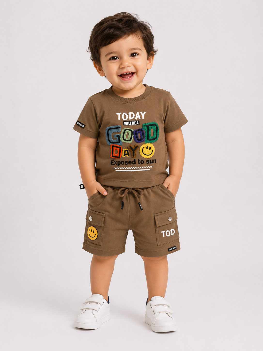 Good Day Graphic Tee with Cargo Shorts Set