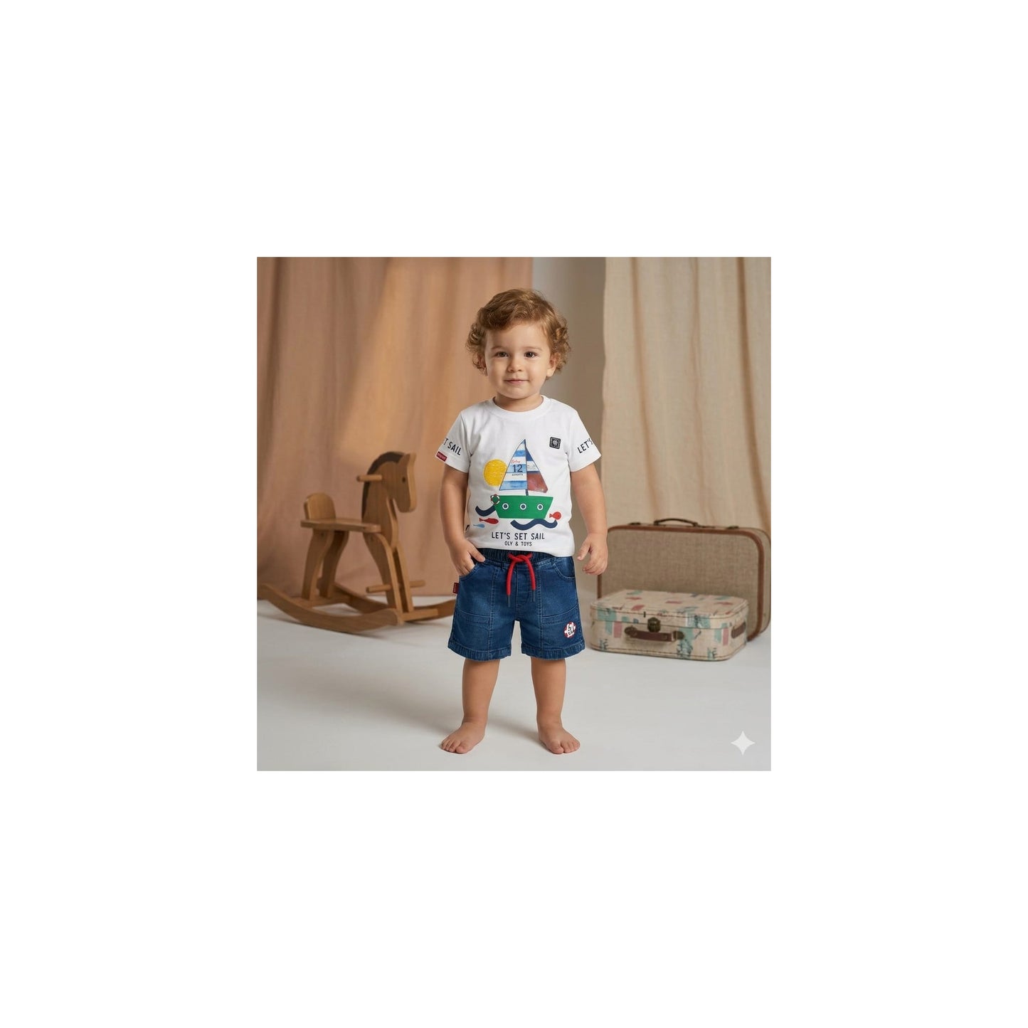 Boys Sail Boat T-Shirt Shorts Set (1–4Y)