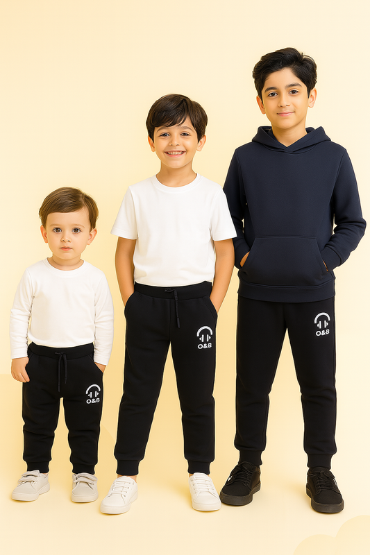 O&B Boys Headphone Joggers – Comfy Cotton Bottoms for Ages 3–12 Years