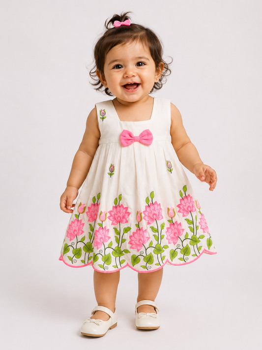 Lotus Bloom Embroidered Dress