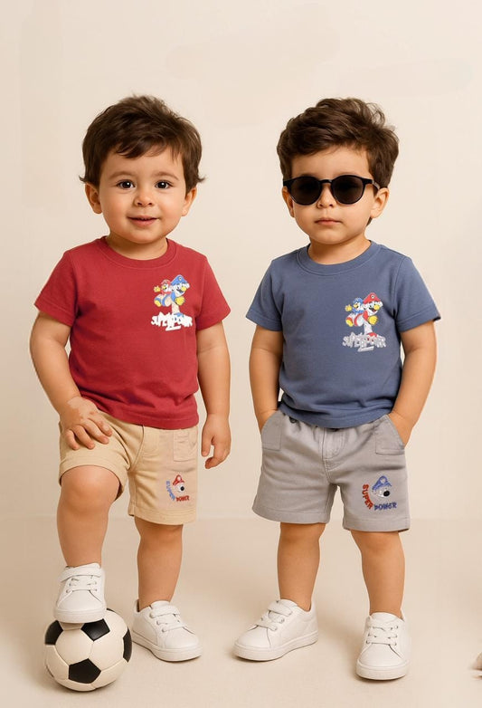 “Super Power Twin Co-ord Set – Boys Summer Style”