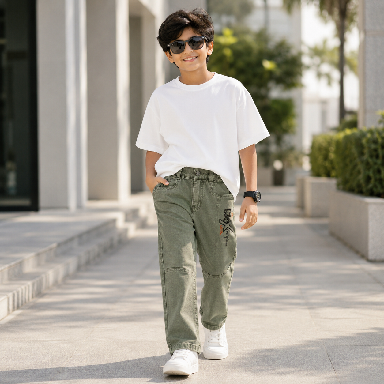 Olive Cargo Denim Jeans