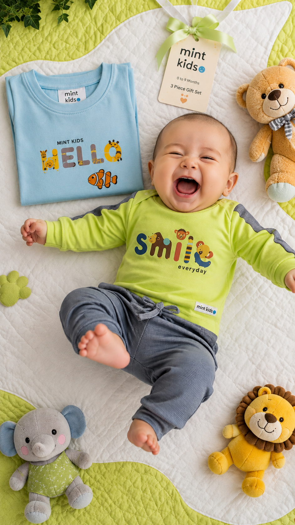 Smile Everyday Animal Print Baby 3-Piece Gift Set