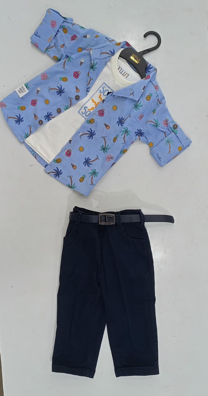 Boys Tropical Print Shirt Set