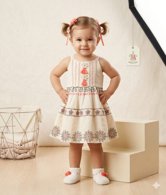 Artisan-Inspired Boho Embroidered Toddler Dress