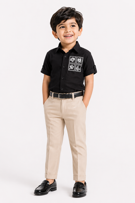 Boys Embroidered Shirt Set