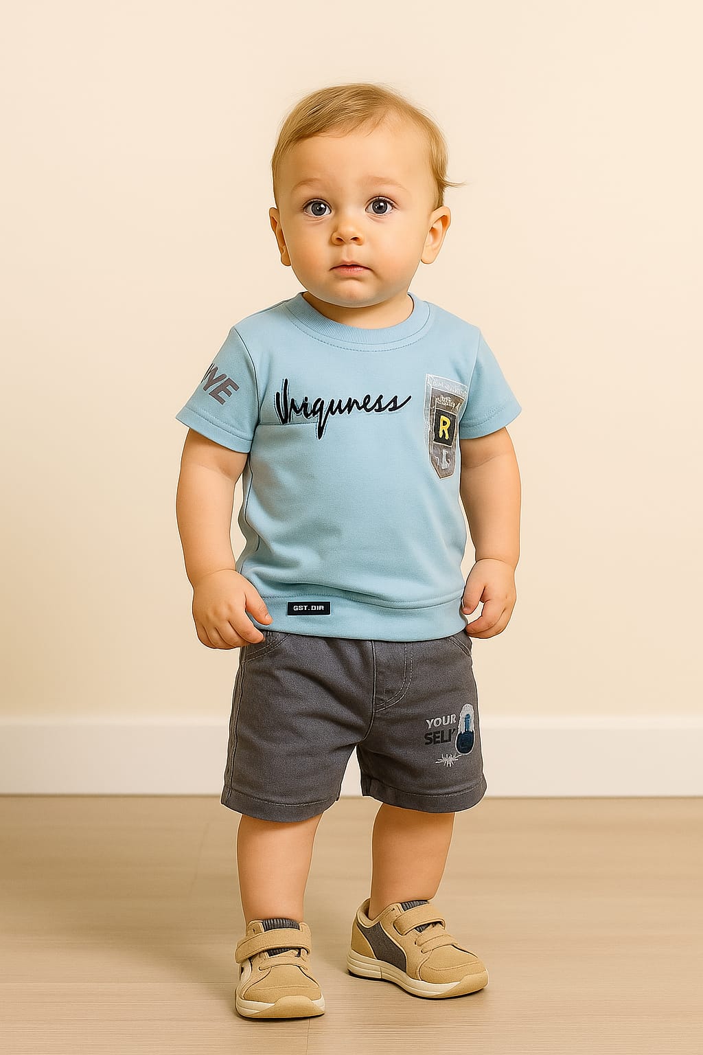 Boys Summer Coord Set – Blue & Peach