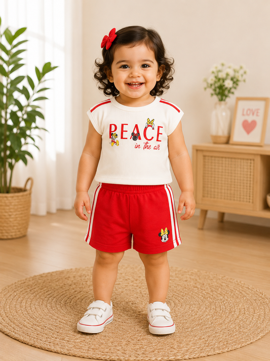 Peace in the Air Minnie Tee & Red Shorts Set