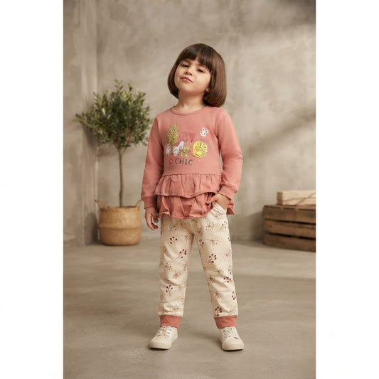 Chic Animal Ruffle Coord Set - Brown