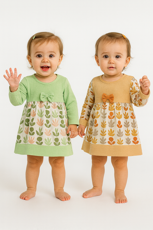 Floral Bow Knit Dress Set – 1 to 3 Years