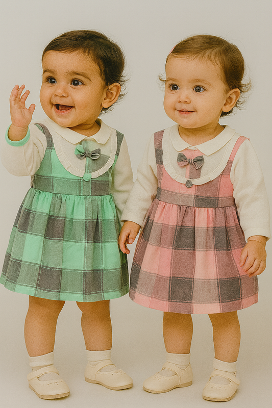 Baby Girls’ Checked Frock with Bow – 1 to 3 Years