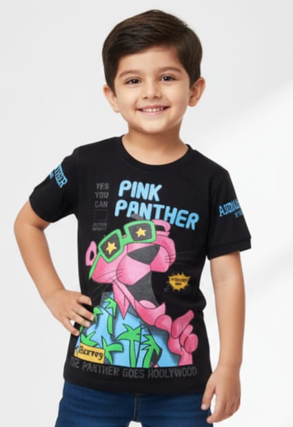 Boys Black Pink Panther Graphic T-Shirt – 5Y to 17Y
