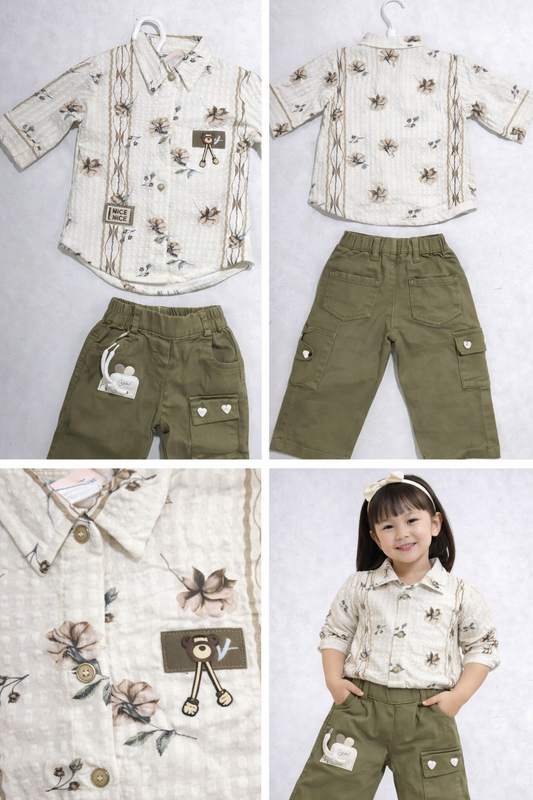 Floral Shirt & Olive Pant Set