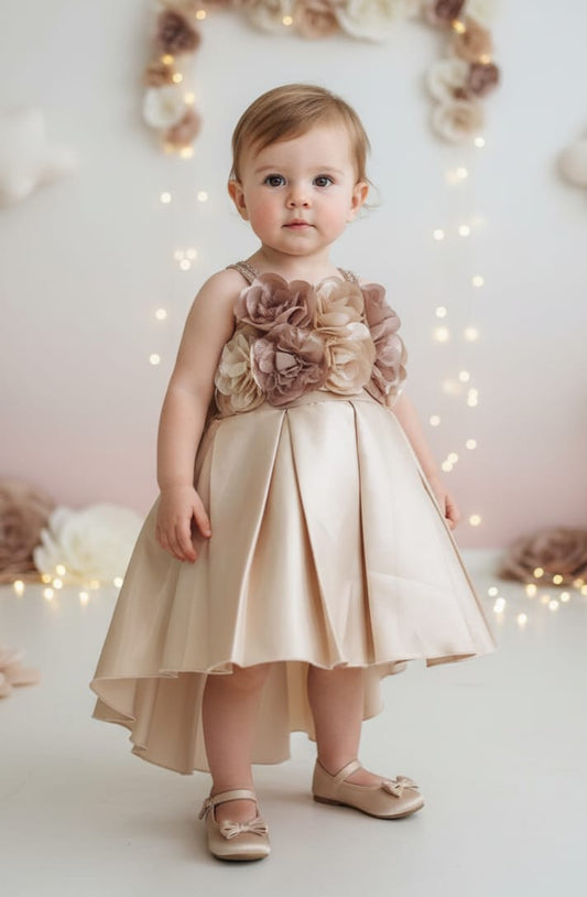 : Elegant Flower Embellished Party Dress – 1 to 4 Years