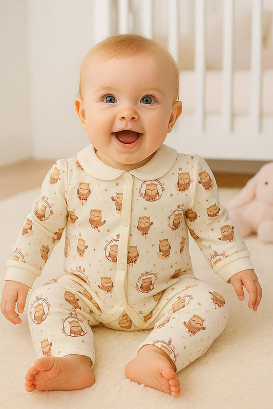 Full Sleeve Cotton Baby Romper – 6 Colour Variants – Unisex, Soft & Breathable