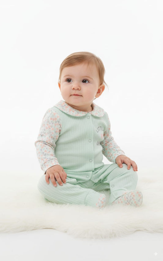 Baby Mint Green Cotton Romper (3–12 Months)