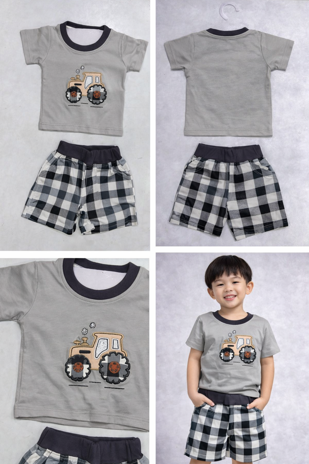 Boys Tractor Print T-Shirt with Shorts Set