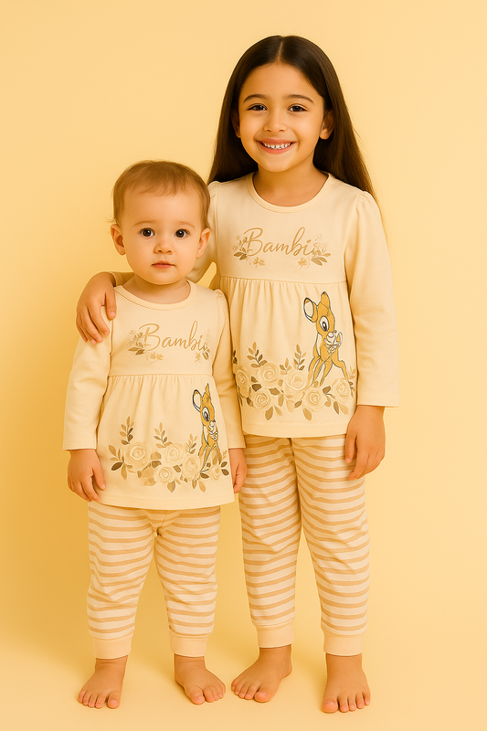 "Peach Floral Bambi Set – Superfine Interlock"
