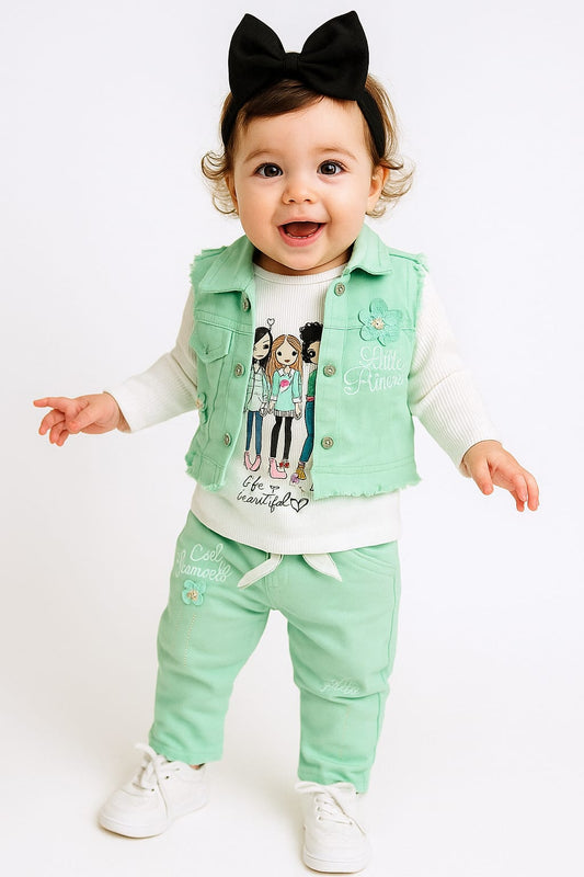 Baby Girl 3-Piece Fashion Set – Mint Green & More