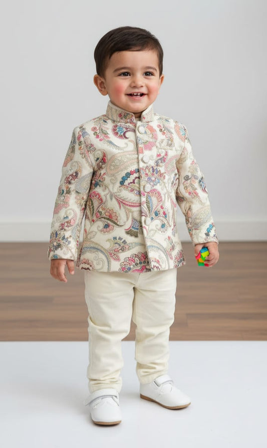 Elegant Cream Sherwani Set for Boys (1–6 Years)